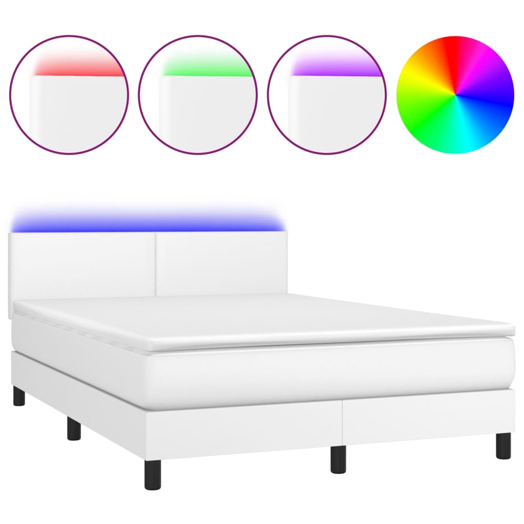Boxspring met matras en LED kunstleer zwart 140x190 cm is nu te koop bij PeponiXL, paradijselijk wonen!