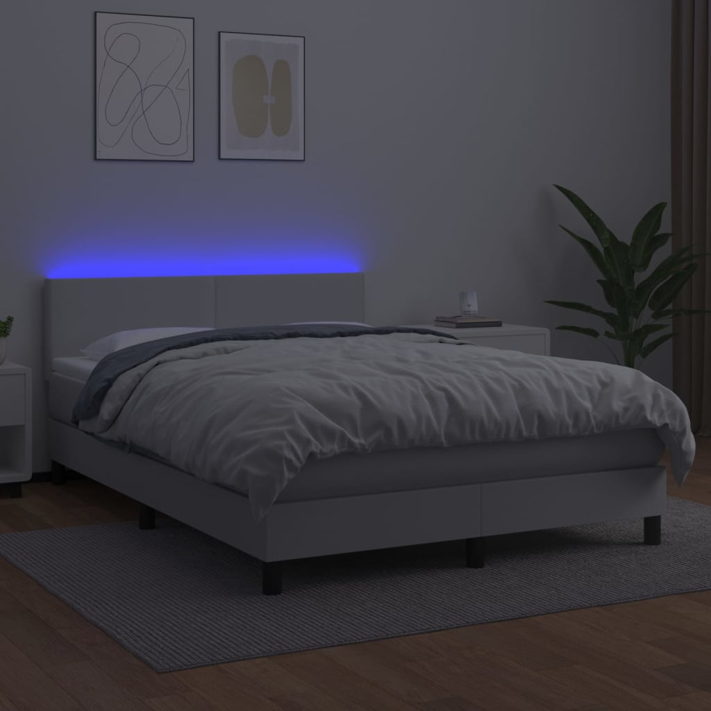 Boxspring met matras en LED kunstleer zwart 140x190 cm is nu te koop bij PeponiXL, paradijselijk wonen!