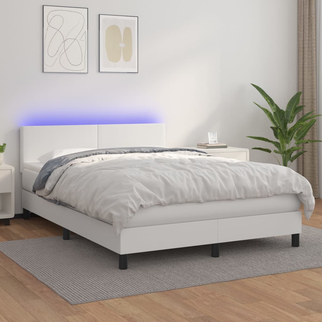 Boxspring met matras en LED kunstleer zwart 140x190 cm is nu te koop bij PeponiXL, paradijselijk wonen!