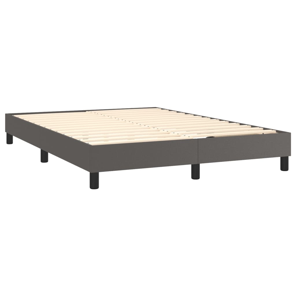 Boxspring met matras en LED kunstleer grijs 140x200 cm is nu te koop bij PeponiXL, paradijselijk wonen!