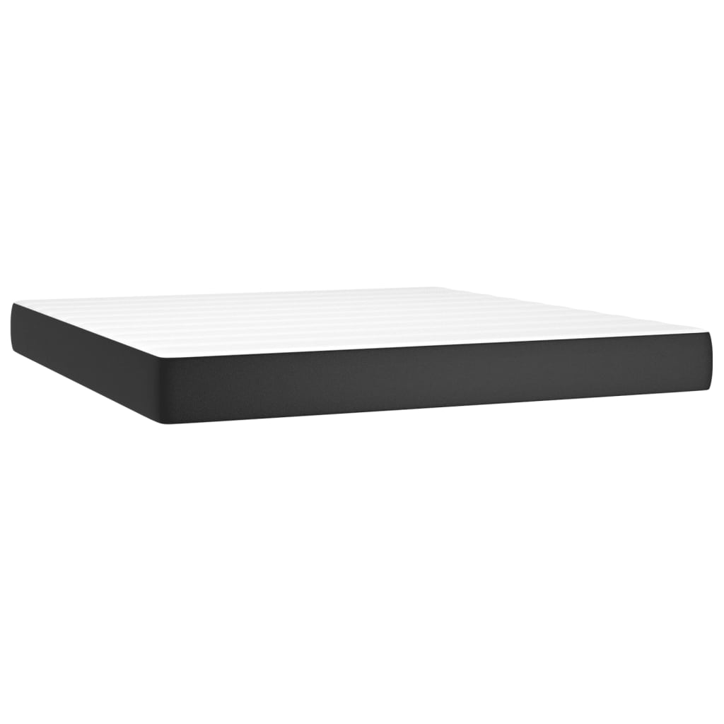 Boxspring met matras en LED kunstleer zwart 160x200 cm is nu te koop bij PeponiXL, paradijselijk wonen!