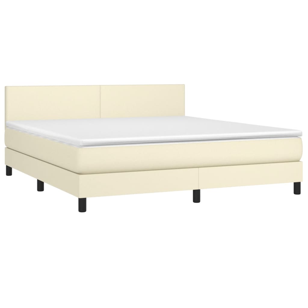 Boxspring met matras en LED kunstleer crèmekleurig 160x200 cm