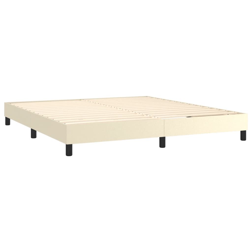 Boxspring met matras en LED kunstleer crèmekleurig 160x200 cm
