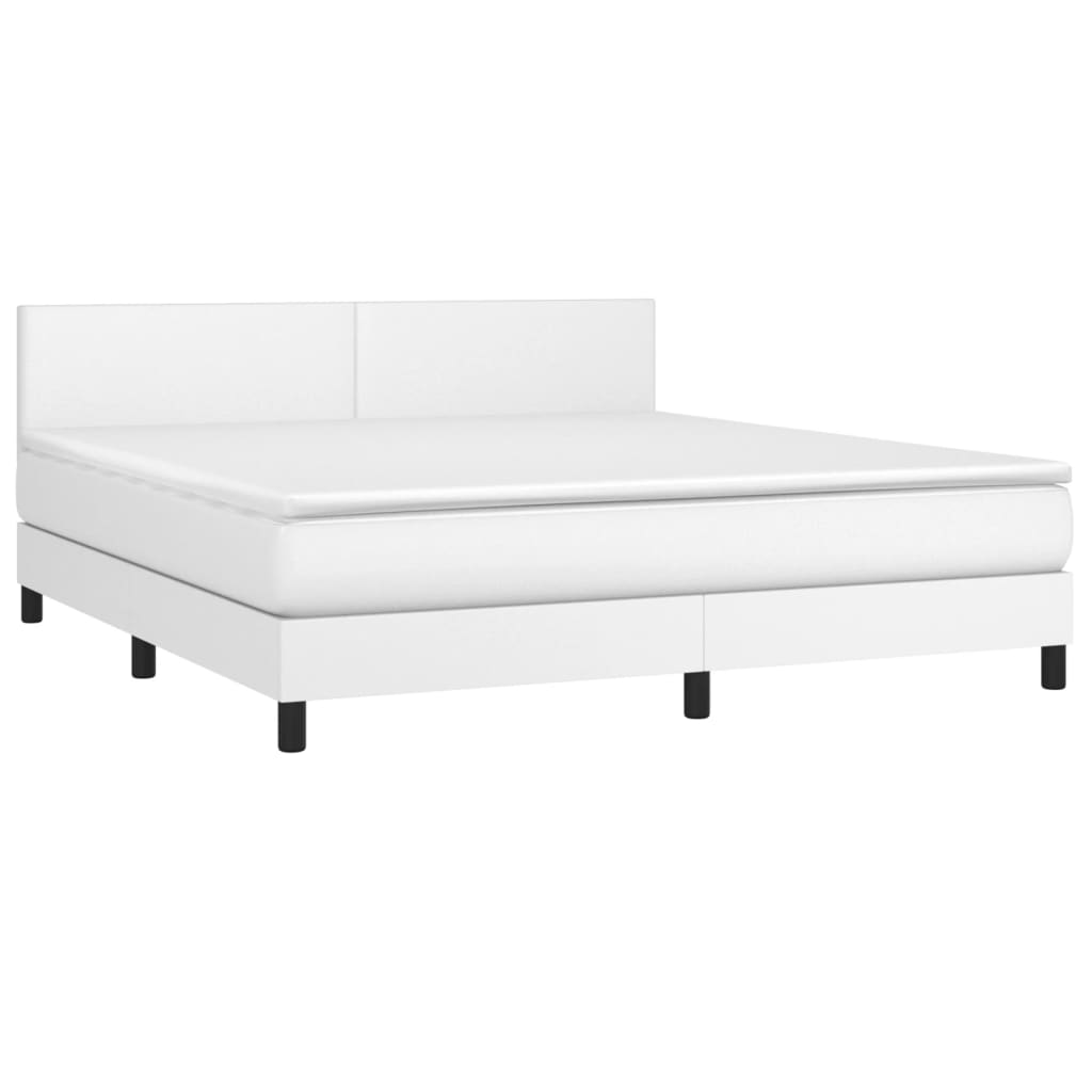 Boxspring met matras en LED kunstleer wit 180x200 cm is nu te koop bij PeponiXL, paradijselijk wonen!