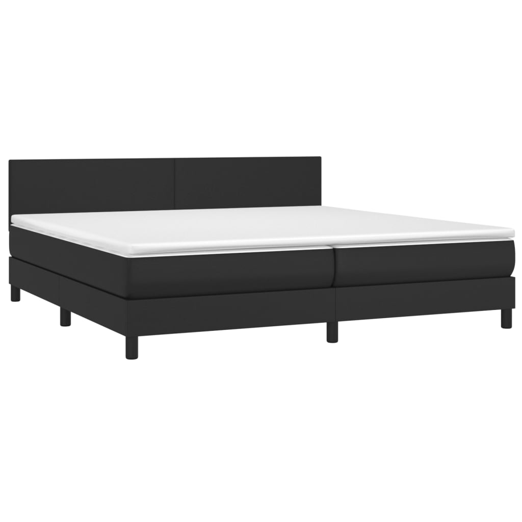 Boxspring met matras en LED kunstleer zwart 200x200 cm is nu te koop bij PeponiXL, paradijselijk wonen!