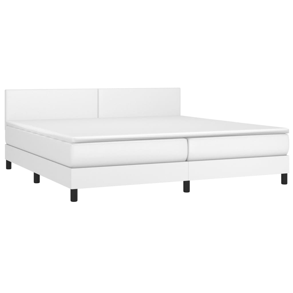 Boxspring met matras en LED kunstleer wit 200x200 cm is nu te koop bij PeponiXL, paradijselijk wonen!