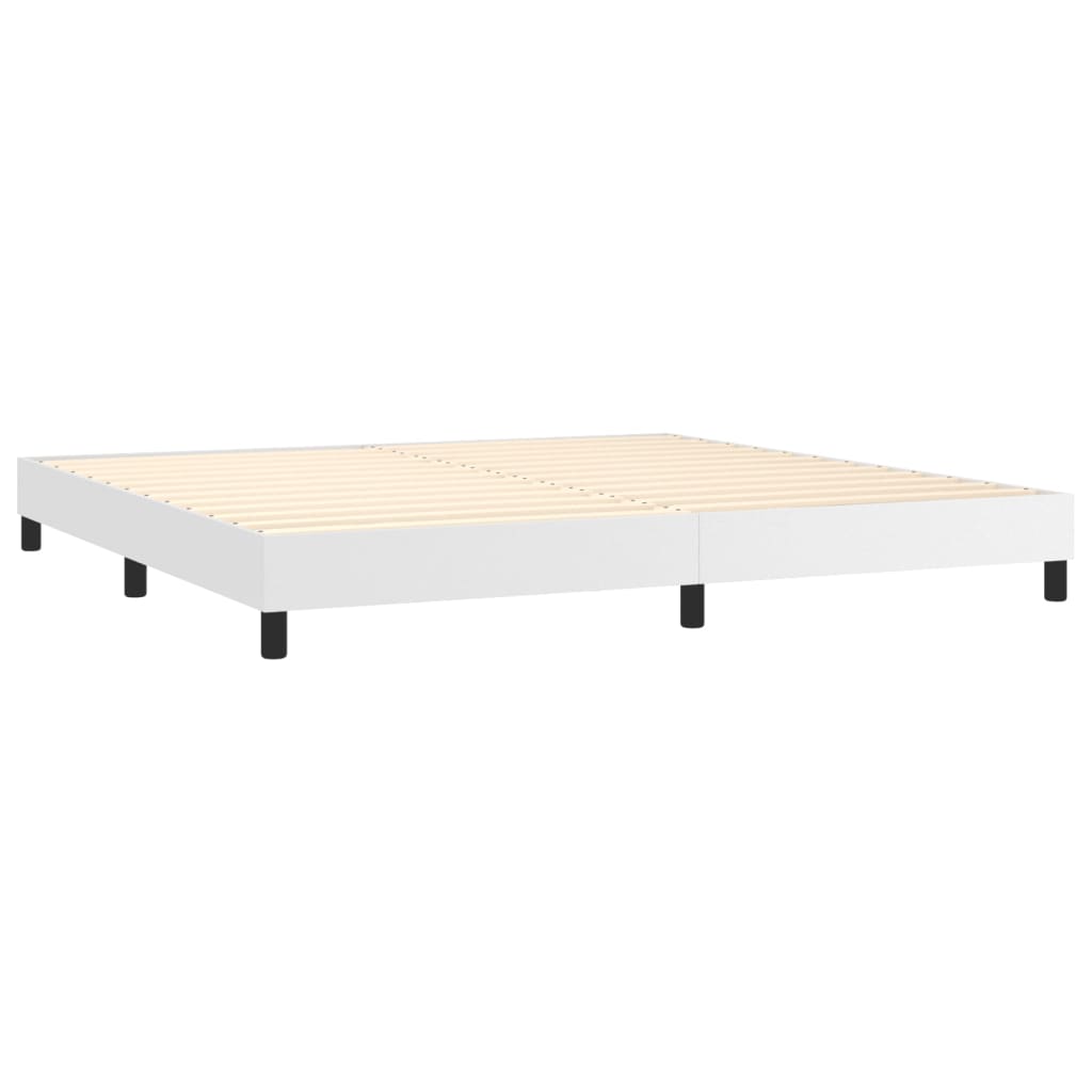Boxspring met matras en LED kunstleer wit 200x200 cm is nu te koop bij PeponiXL, paradijselijk wonen!