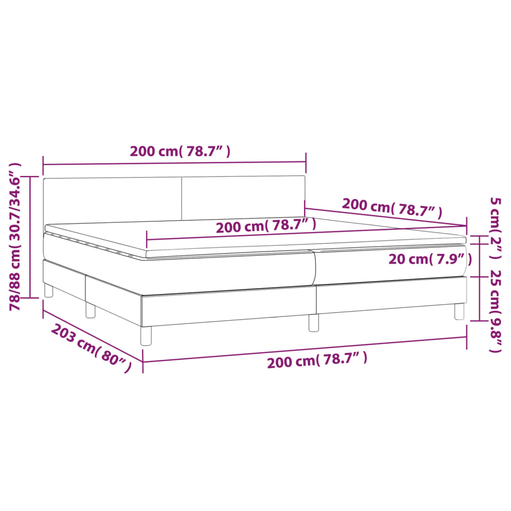 Boxspring met matras en LED kunstleer wit 200x200 cm is nu te koop bij PeponiXL, paradijselijk wonen!
