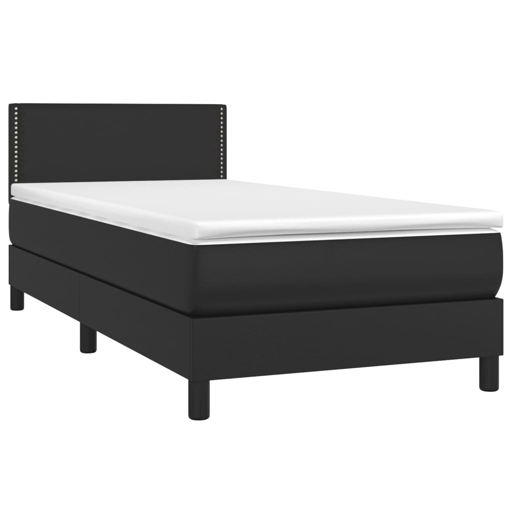 Boxspring met matras en LED kunstleer zwart 90x200 cm is nu te koop bij PeponiXL, paradijselijk wonen!