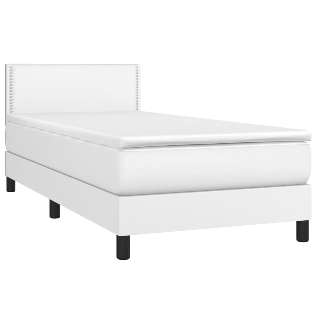 Boxspring met matras en LED kunstleer wit 100x200 cm is nu te koop bij PeponiXL, paradijselijk wonen!