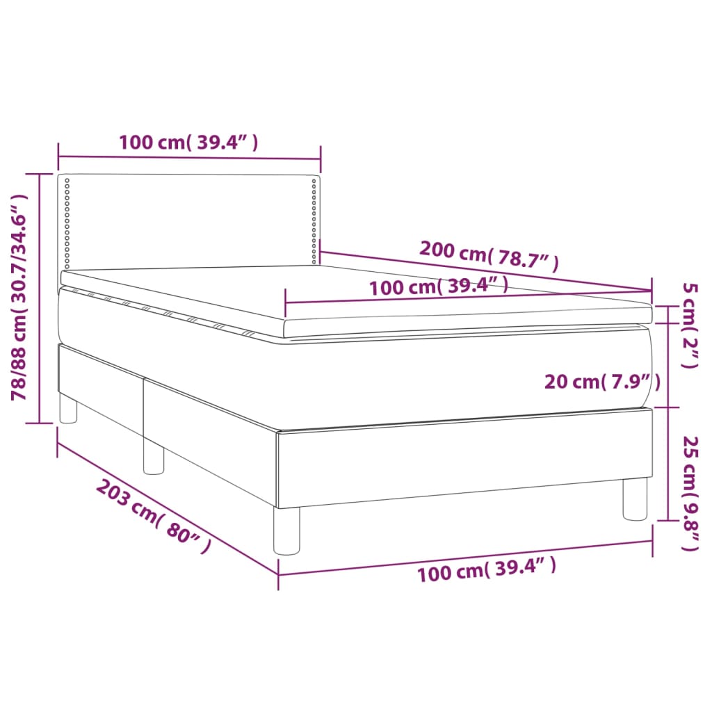 Boxspring met matras en LED kunstleer wit 100x200 cm is nu te koop bij PeponiXL, paradijselijk wonen!