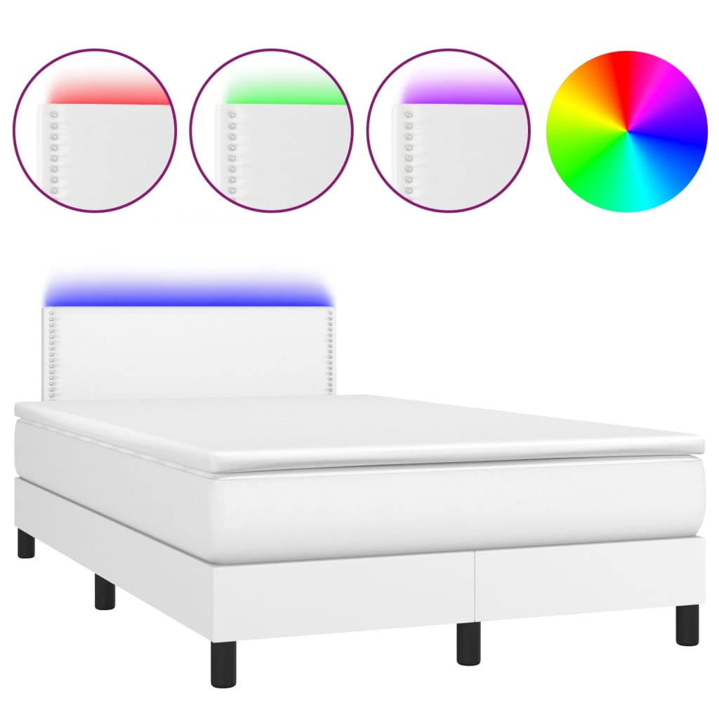 Boxspring met matras en LED kunstleer wit 120x200 cm is nu te koop bij PeponiXL, paradijselijk wonen!