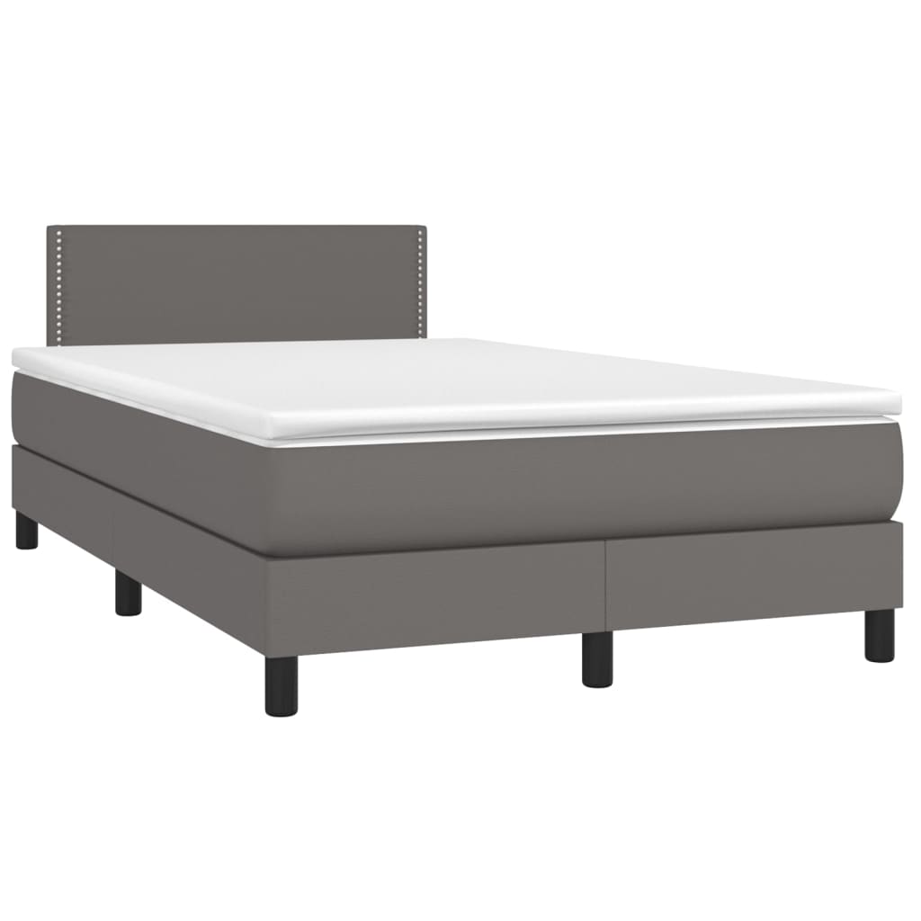 Boxspring met matras en LED kunstleer grijs 120x200 cm is nu te koop bij PeponiXL, paradijselijk wonen!