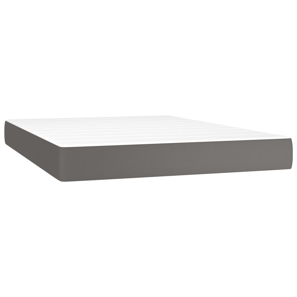 Boxspring met matras en LED kunstleer grijs 140x190 cm is nu te koop bij PeponiXL, paradijselijk wonen!
