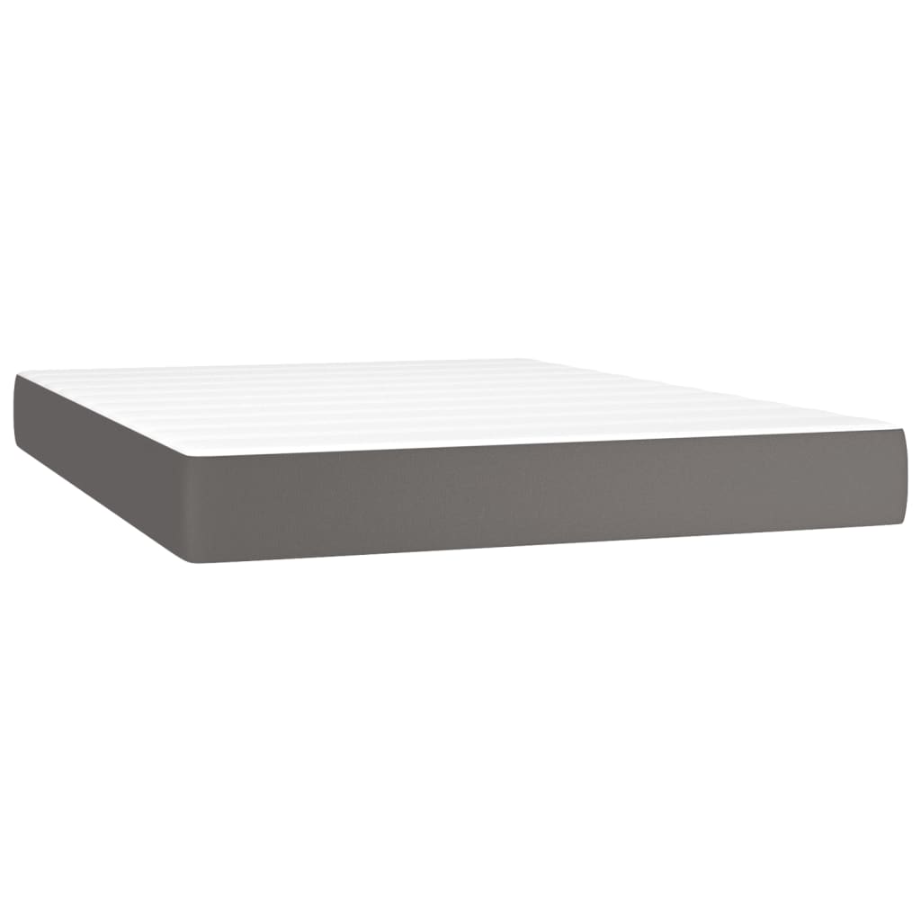 Boxspring met matras en LED kunstleer grijs 140x200 cm is nu te koop bij PeponiXL, paradijselijk wonen!