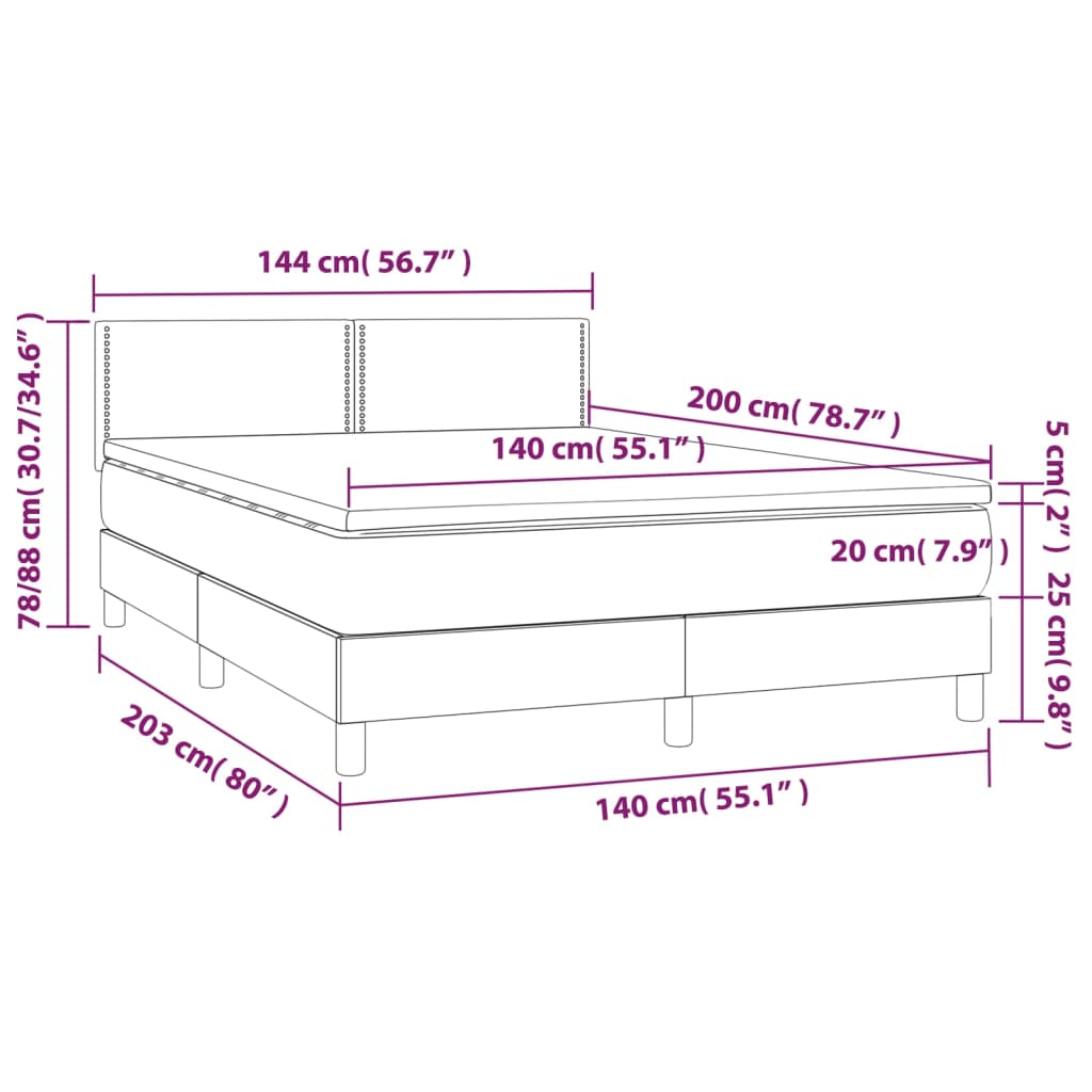 Boxspring met matras en LED kunstleer grijs 140x200 cm is nu te koop bij PeponiXL, paradijselijk wonen!
