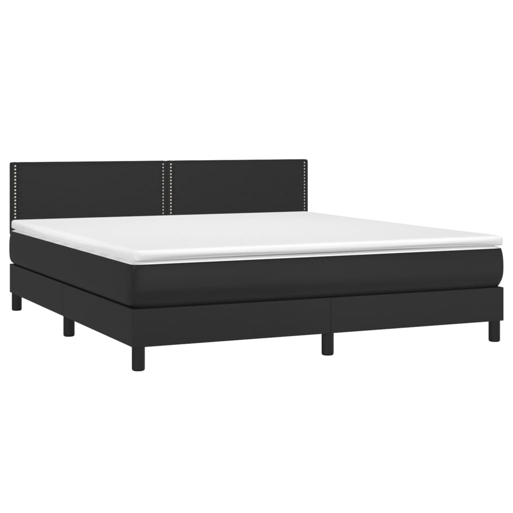 Boxspring met matras en LED kunstleer zwart 180x200 cm is nu te koop bij PeponiXL, paradijselijk wonen!