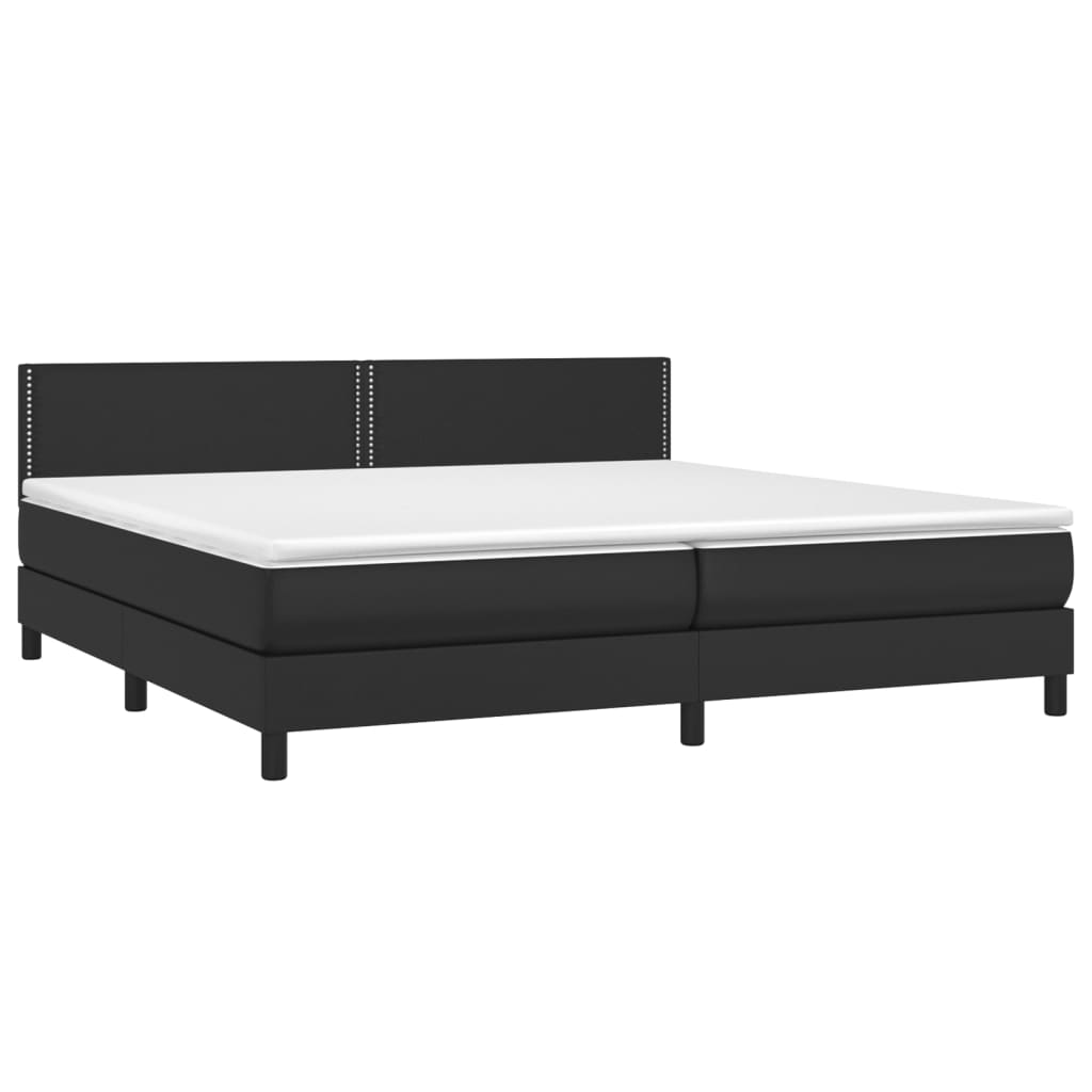 Boxspring met matras en LED kunstleer zwart 200x200 cm is nu te koop bij PeponiXL, paradijselijk wonen!