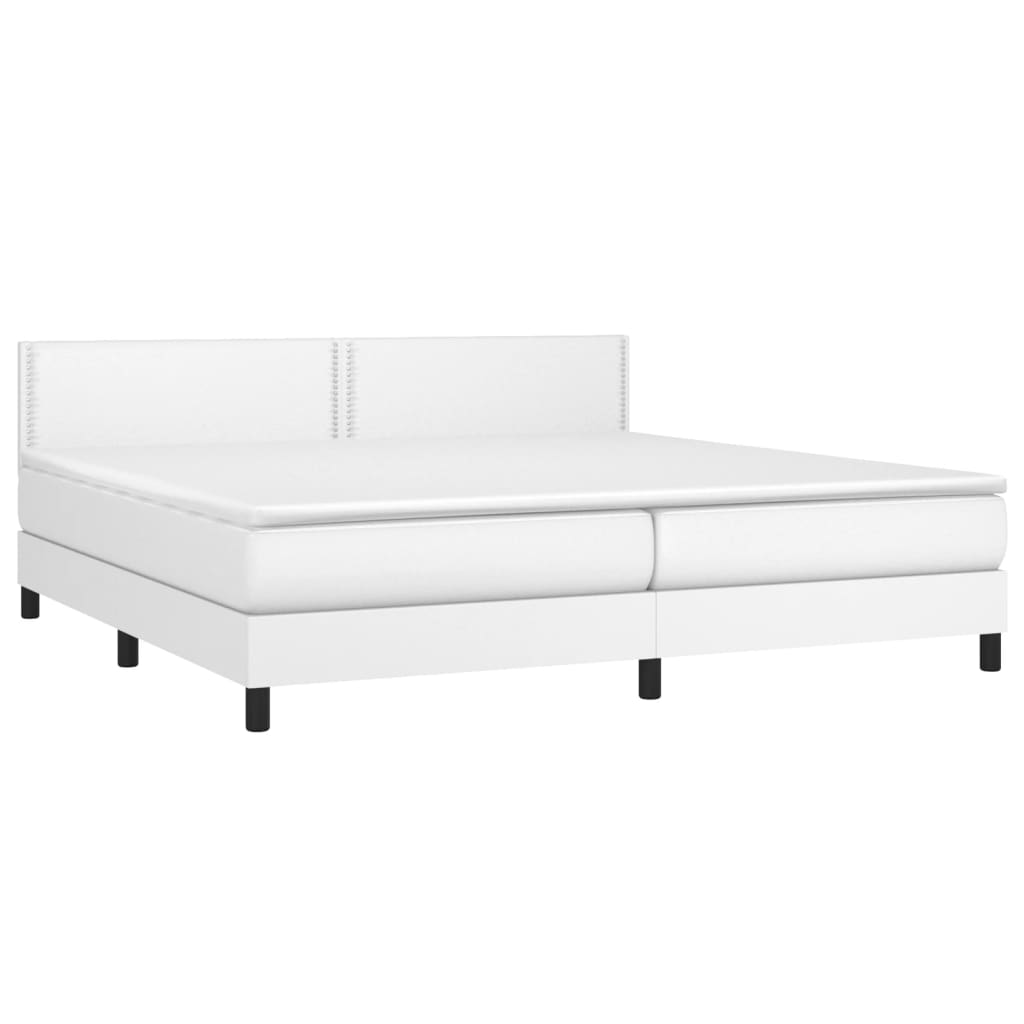 Boxspring met matras en LED kunstleer wit 200x200 cm is nu te koop bij PeponiXL, paradijselijk wonen!