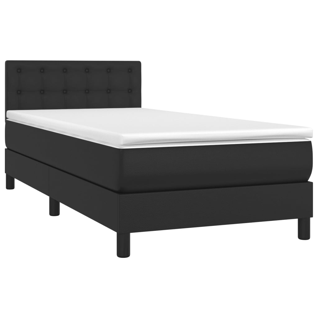 Boxspring met matras en LED kunstleer zwart 80x200 cm is nu te koop bij PeponiXL, paradijselijk wonen!