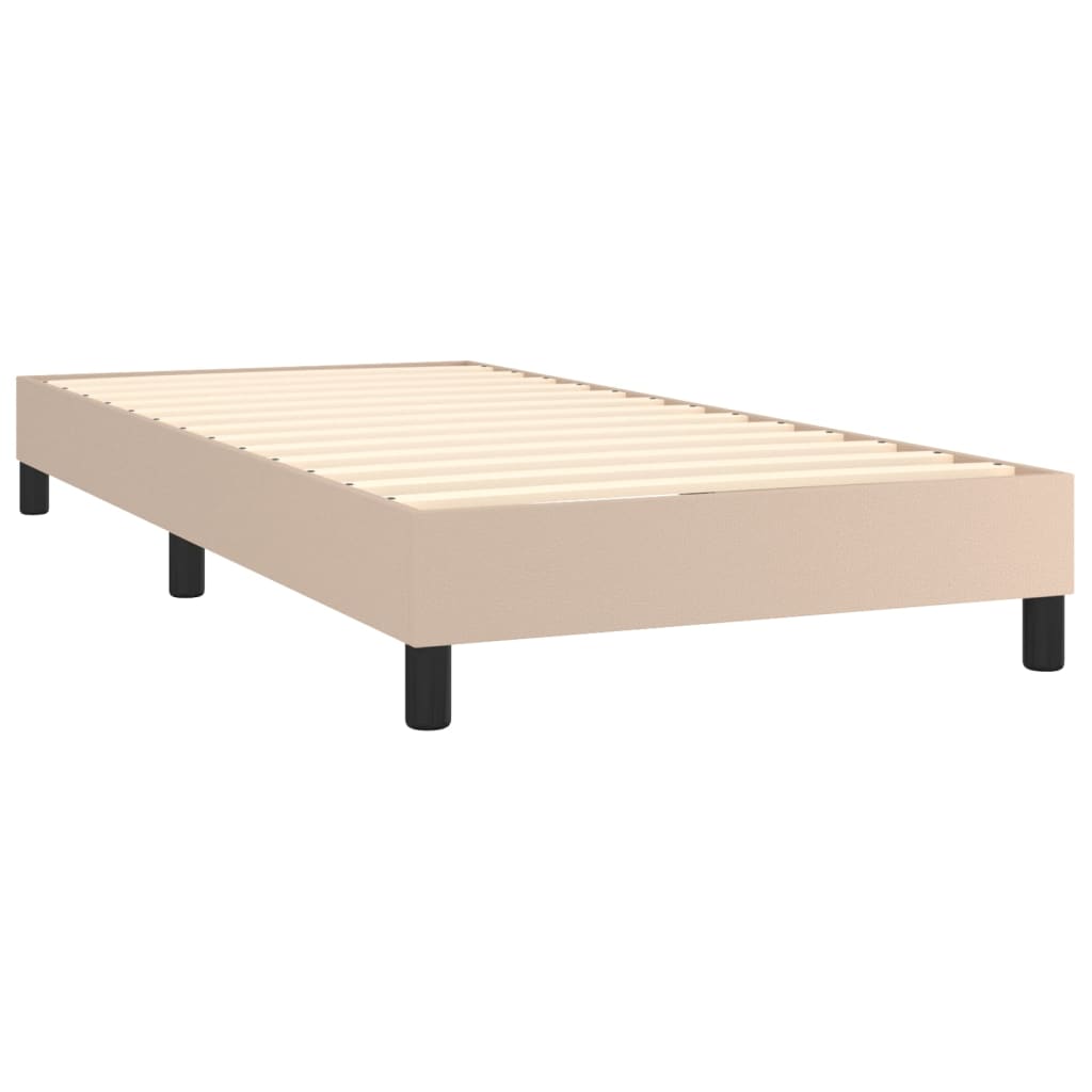 Boxspring met matras en LED kunstleer cappuccinokleur 80x200 cm is nu te koop bij PeponiXL, paradijselijk wonen!