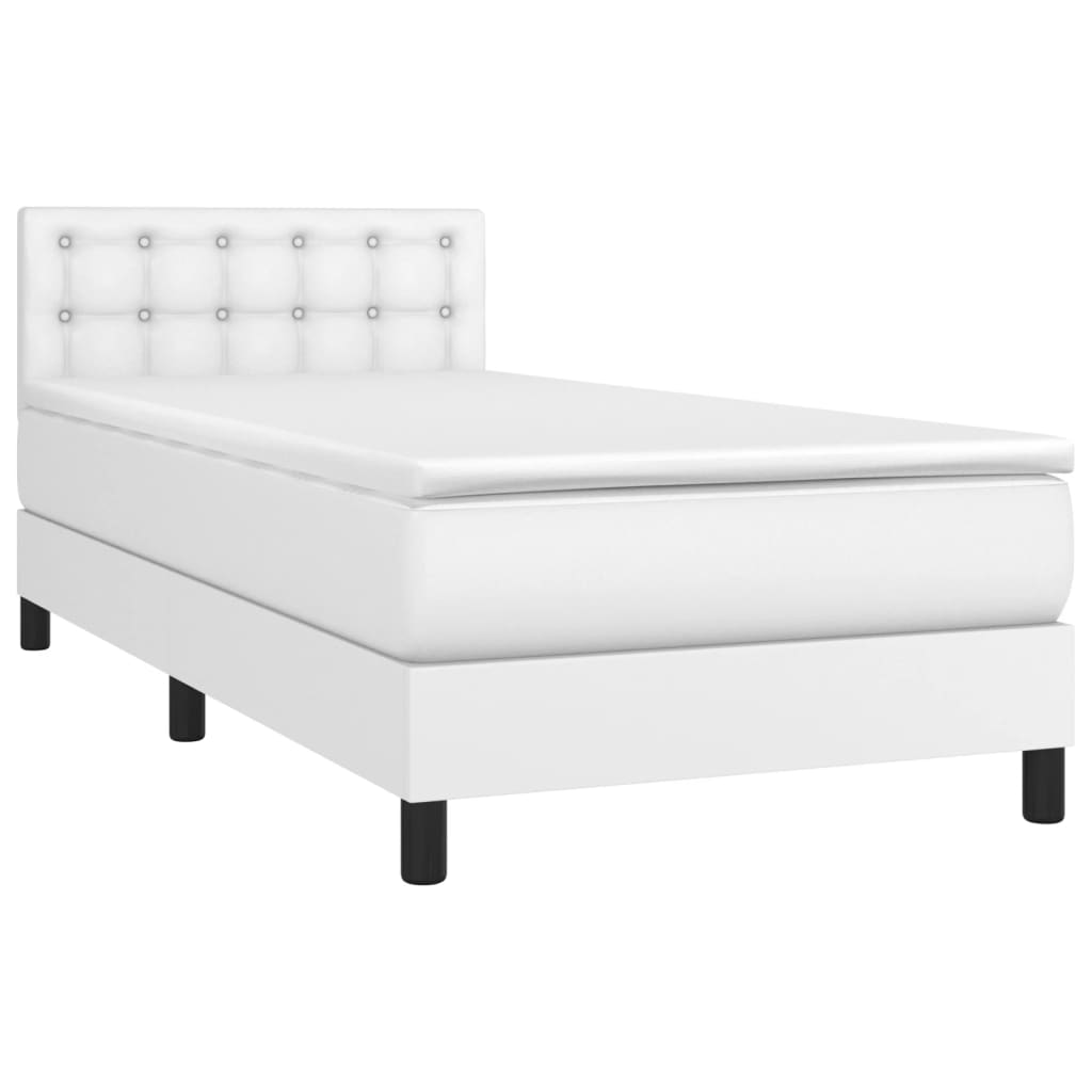 Boxspring met matras en LED kunstleer wit 90x200 cm is nu te koop bij PeponiXL, paradijselijk wonen!