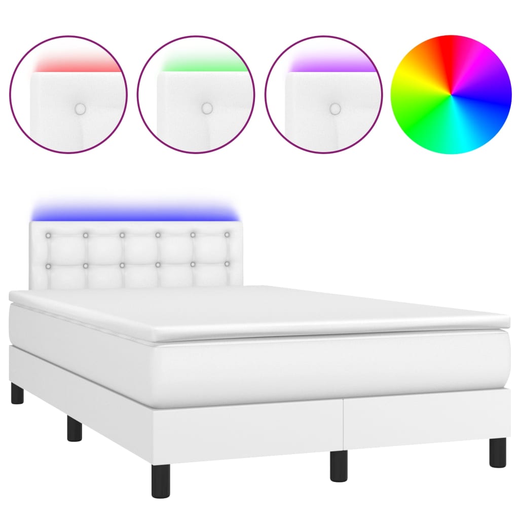 Boxspring met matras en LED kunstleer wit 120x200 cm is nu te koop bij PeponiXL, paradijselijk wonen!