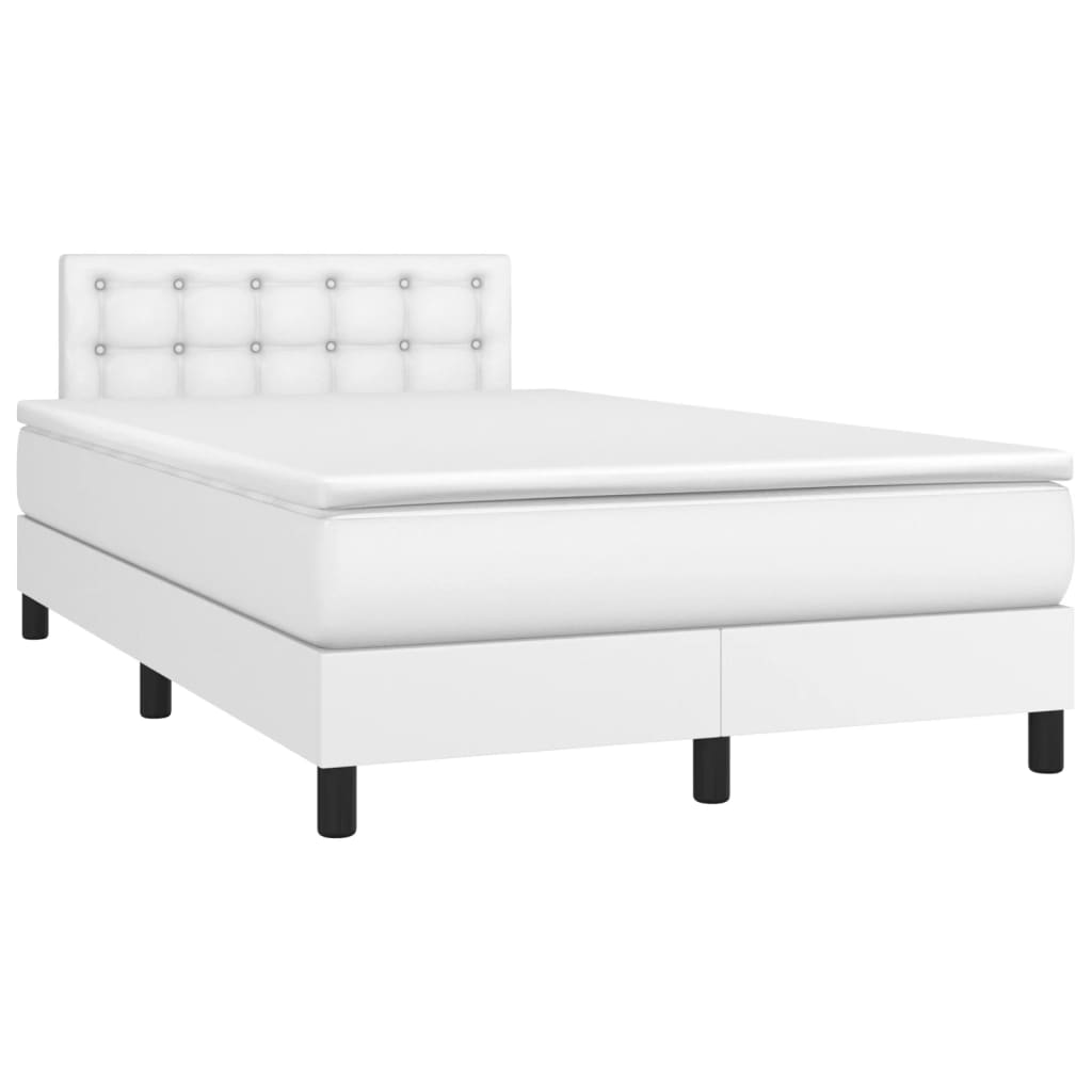 Boxspring met matras en LED kunstleer wit 120x200 cm is nu te koop bij PeponiXL, paradijselijk wonen!