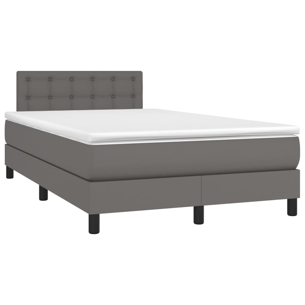 Boxspring met matras en LED kunstleer grijs 120x200 cm is nu te koop bij PeponiXL, paradijselijk wonen!