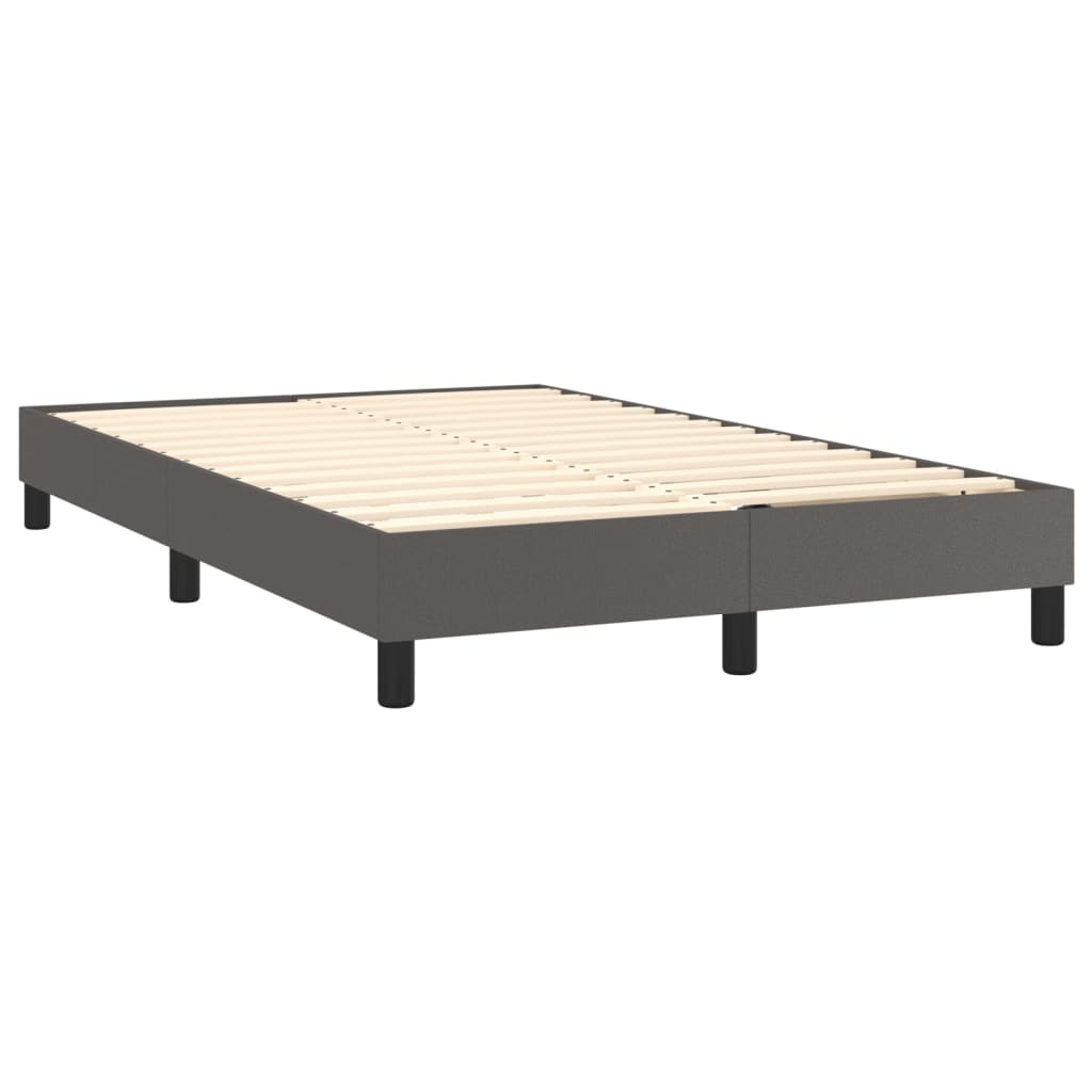 Boxspring met matras en LED kunstleer grijs 120x200 cm is nu te koop bij PeponiXL, paradijselijk wonen!