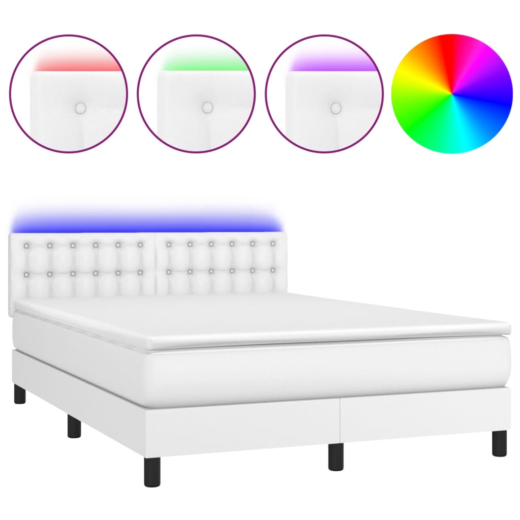 Boxspring met matras en LED kunstleer zwart 140x190 cm is nu te koop bij PeponiXL, paradijselijk wonen!
