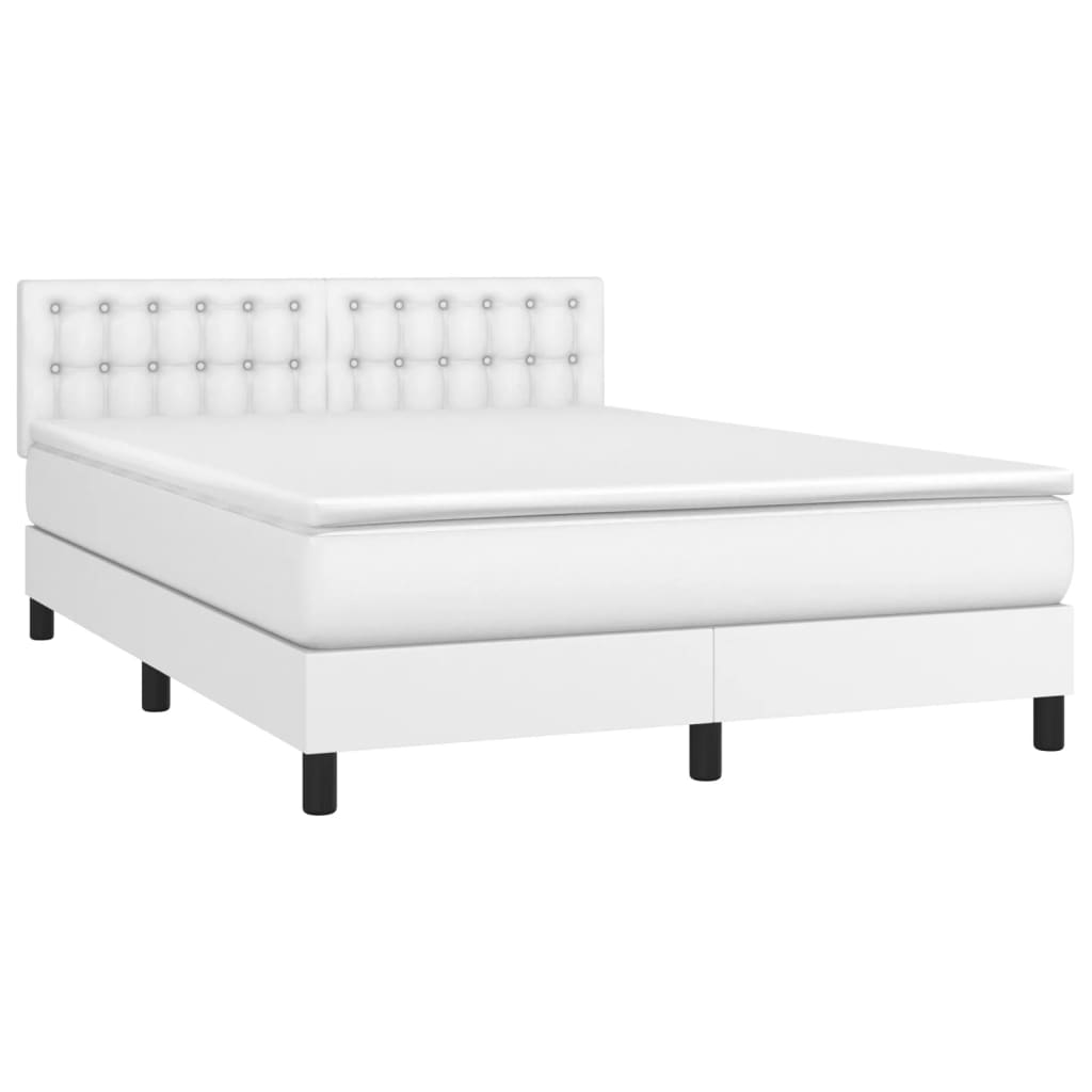 Boxspring met matras en LED kunstleer zwart 140x190 cm is nu te koop bij PeponiXL, paradijselijk wonen!