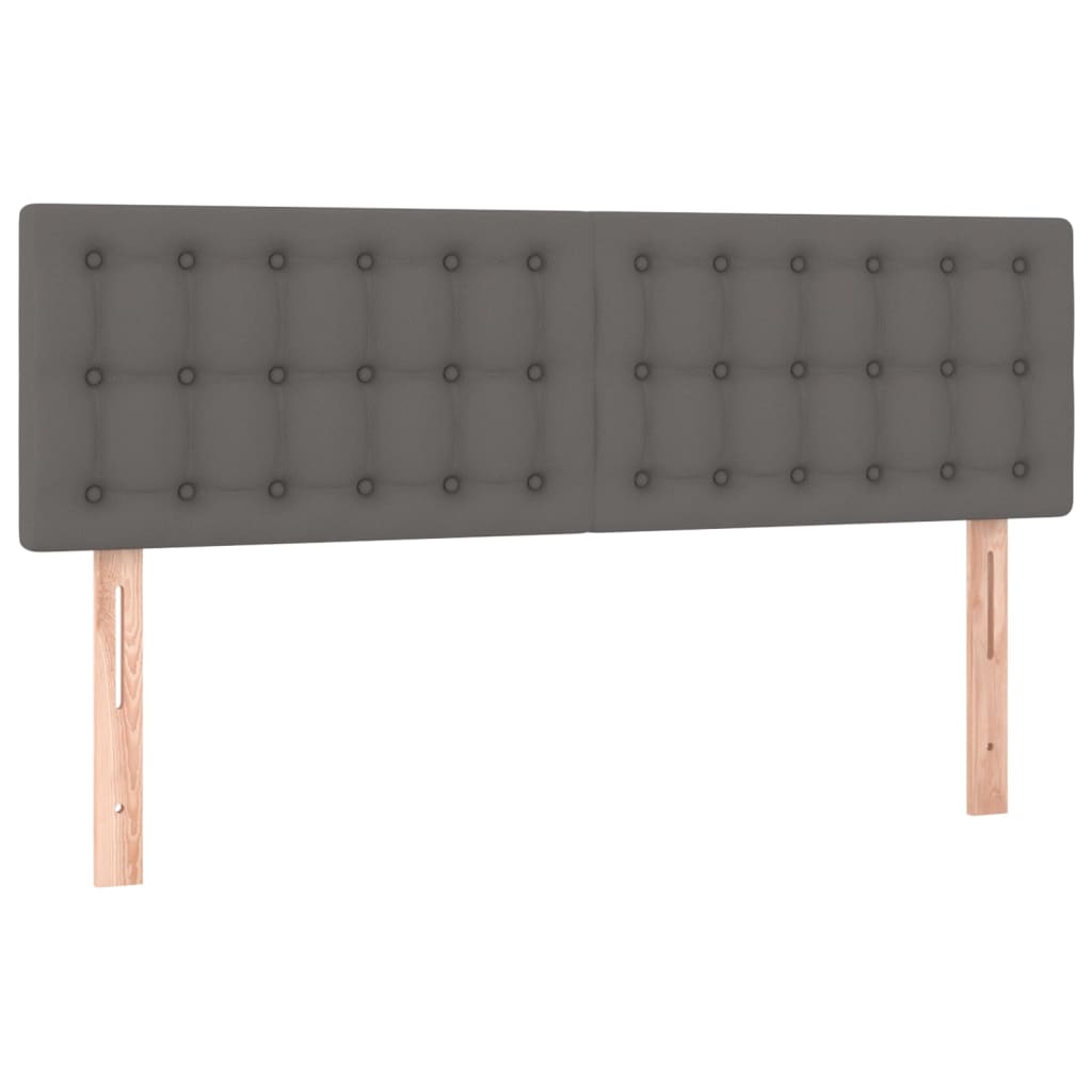 Boxspring met matras en LED kunstleer grijs 140x190 cm is nu te koop bij PeponiXL, paradijselijk wonen!