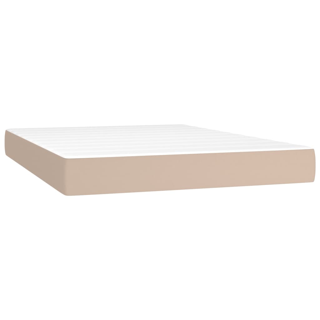 Boxspring met matras en LED kunstleer cappuccinokleur 140x190cm is nu te koop bij PeponiXL, paradijselijk wonen!