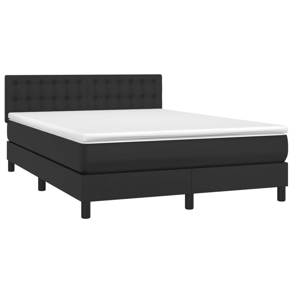 Boxspring met matras en LED kunstleer zwart 140x200 cm is nu te koop bij PeponiXL, paradijselijk wonen!