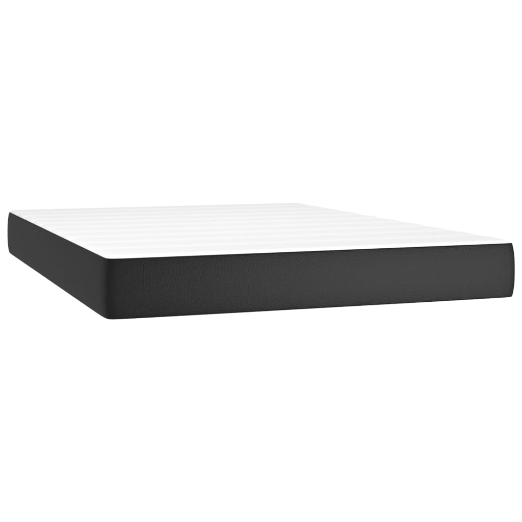 Boxspring met matras en LED kunstleer zwart 140x200 cm is nu te koop bij PeponiXL, paradijselijk wonen!