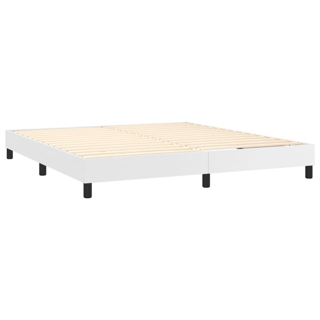 Boxspring met matras en LED kunstleer wit 160x200 cm is nu te koop bij PeponiXL, paradijselijk wonen!