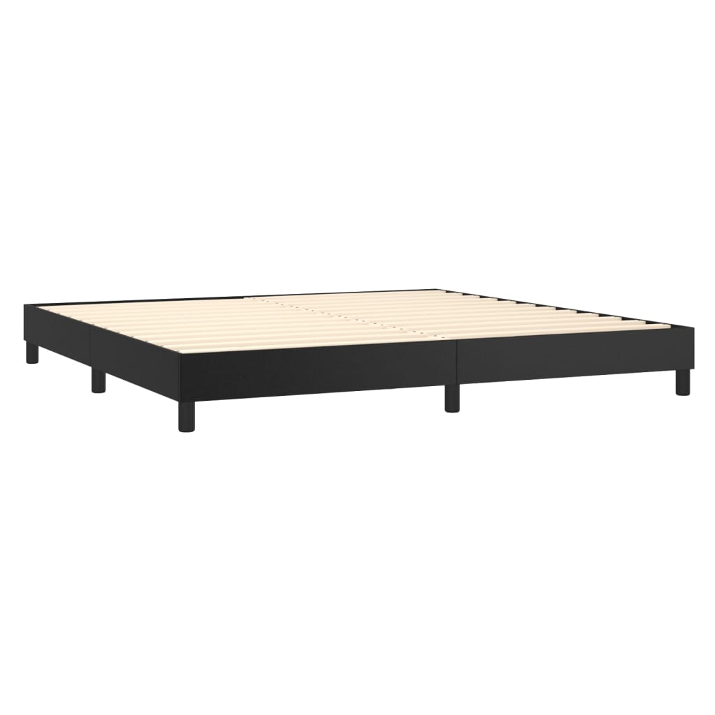 Boxspring met matras en LED kunstleer zwart 200x200 cm is nu te koop bij PeponiXL, paradijselijk wonen!