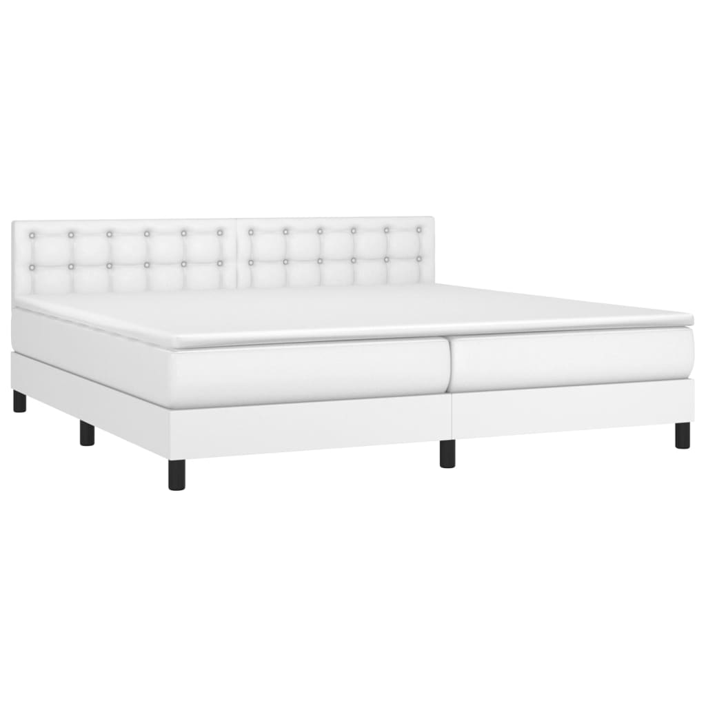 Boxspring met matras en LED kunstleer wit 200x200 cm is nu te koop bij PeponiXL, paradijselijk wonen!