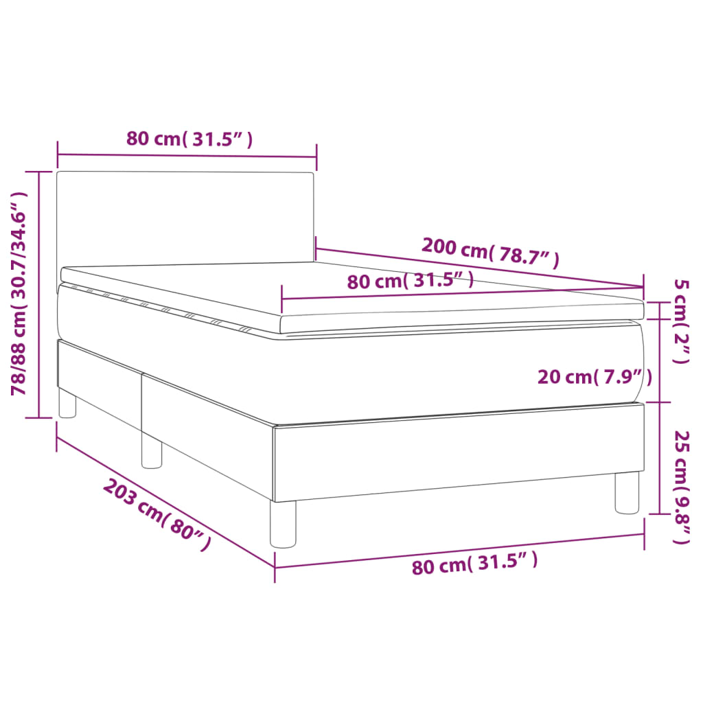 Boxspring met matras en LED fluweel lichtgrijs 80x200 cm is nu te koop bij PeponiXL, paradijselijk wonen!