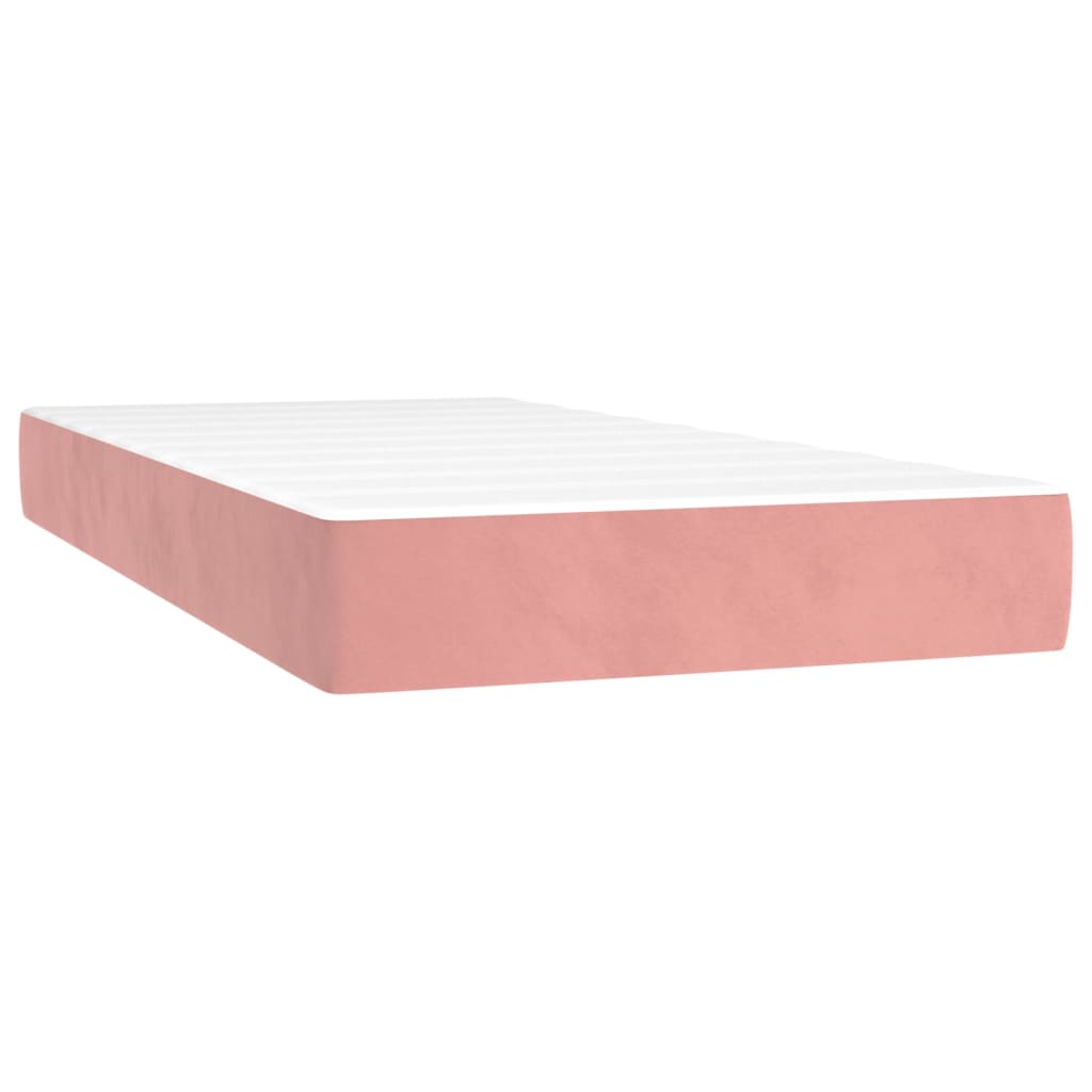 Boxspring met matras en LED fluweel roze 90x190 cm is nu te koop bij PeponiXL, paradijselijk wonen!