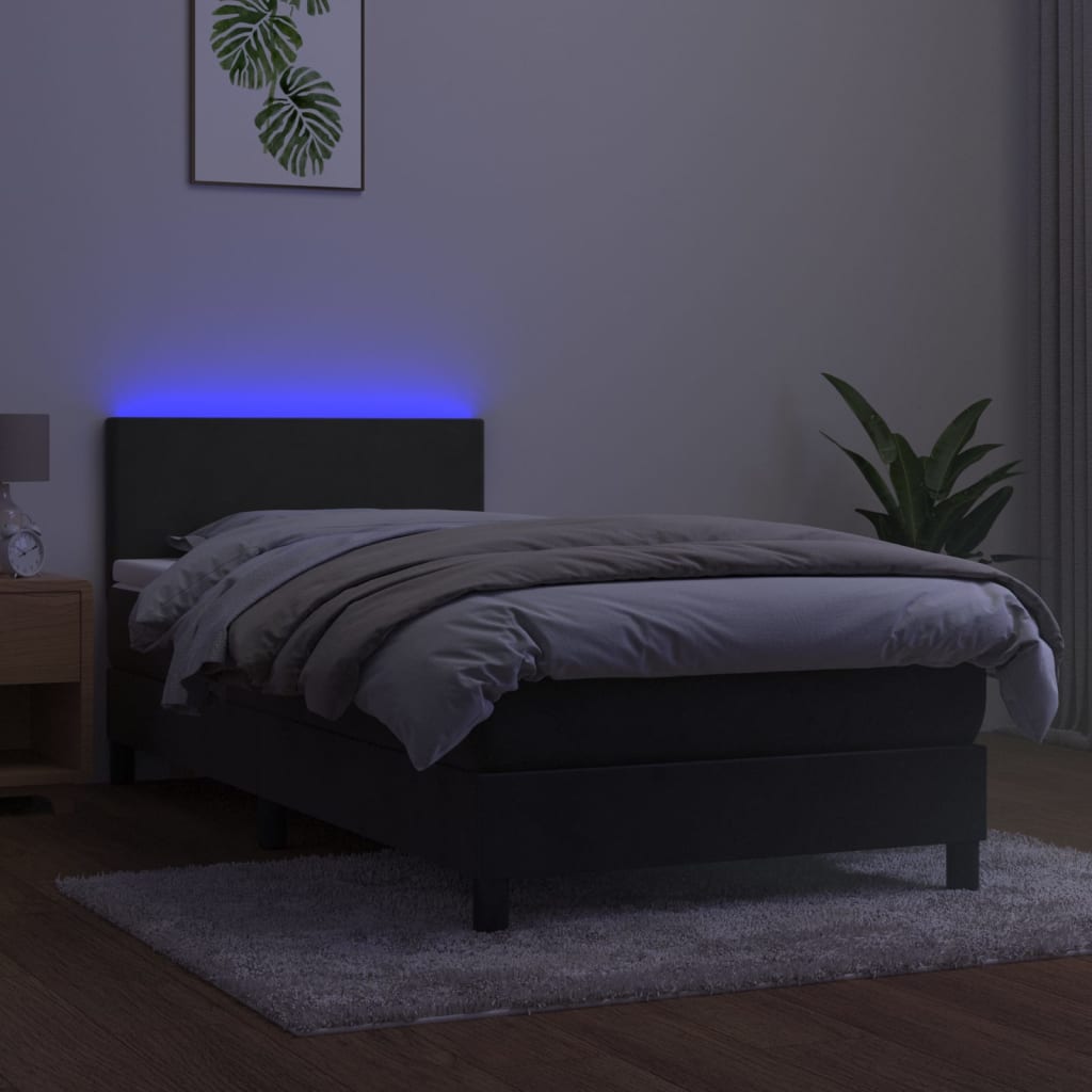 Boxspring met matras en LED fluweel donkergrijs 100x200 cm is nu te koop bij PeponiXL, paradijselijk wonen!