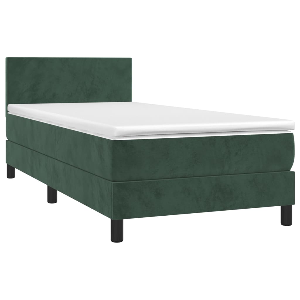 Boxspring met matras en LED fluweel donkergroen 100x200 cm is nu te koop bij PeponiXL, paradijselijk wonen!