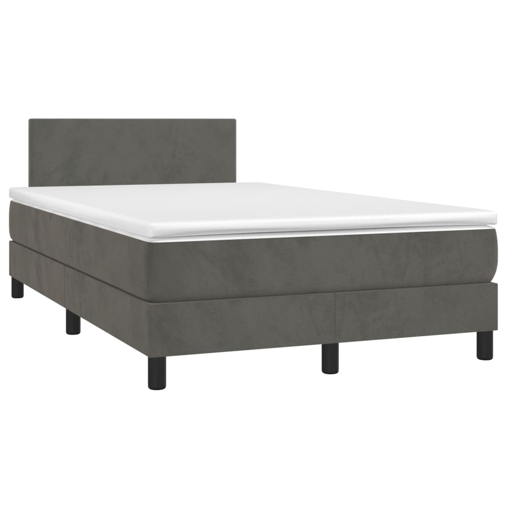 Boxspring met matras en LED fluweel donkergrijs 120x200 cm is nu te koop bij PeponiXL, paradijselijk wonen!