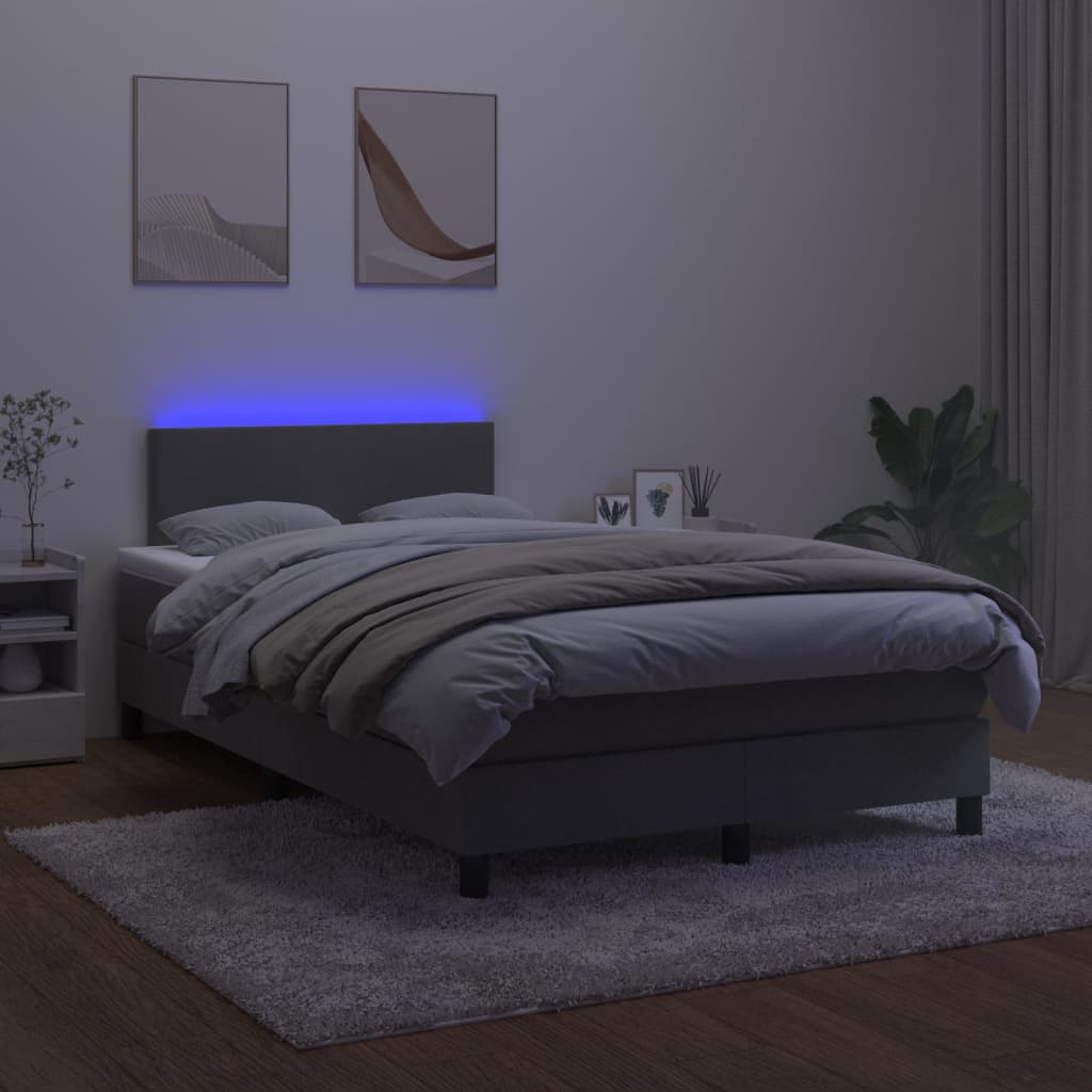 Boxspring met matras en LED fluweel donkergrijs 120x200 cm is nu te koop bij PeponiXL, paradijselijk wonen!