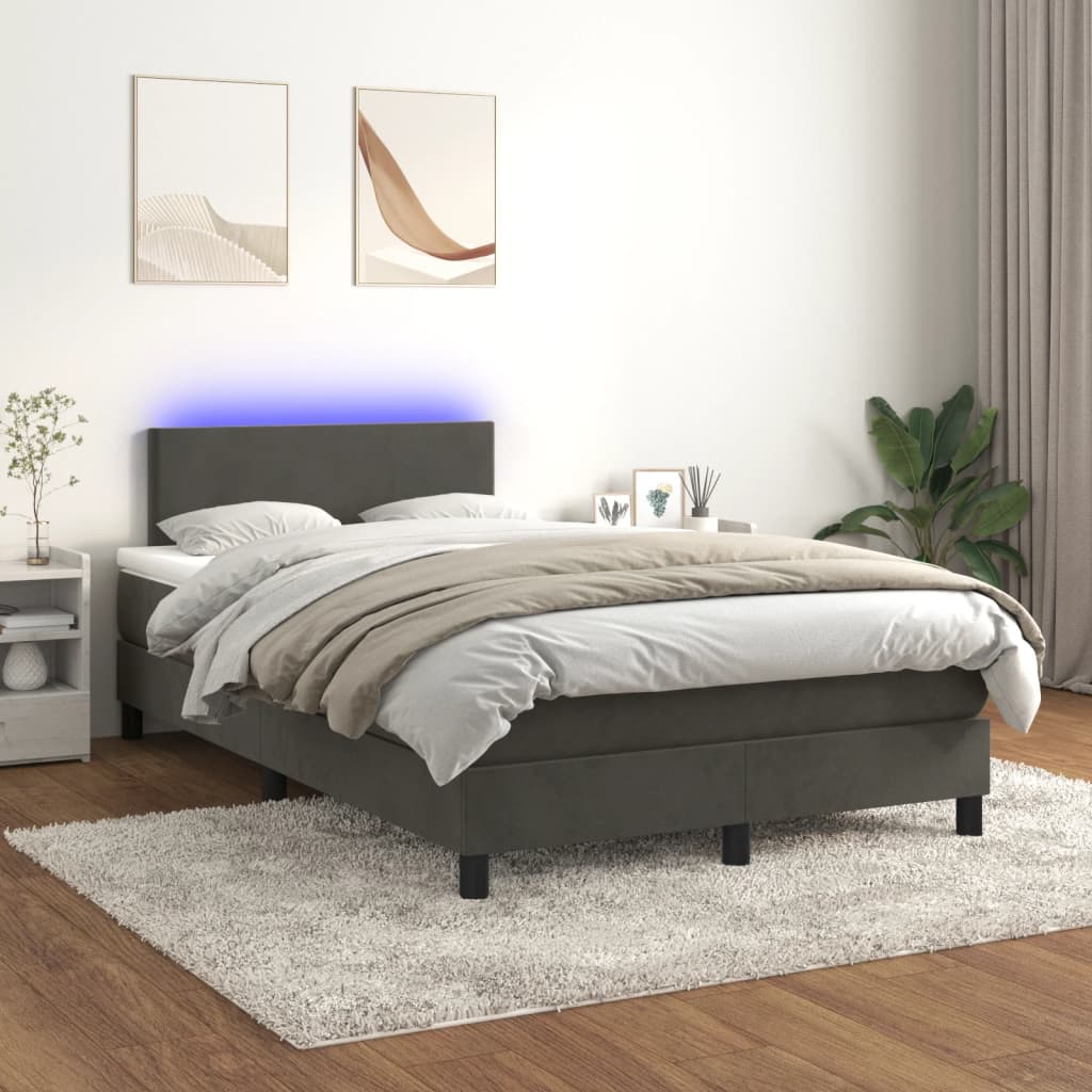 Boxspring met matras en LED fluweel donkergrijs 120x200 cm is nu te koop bij PeponiXL, paradijselijk wonen!