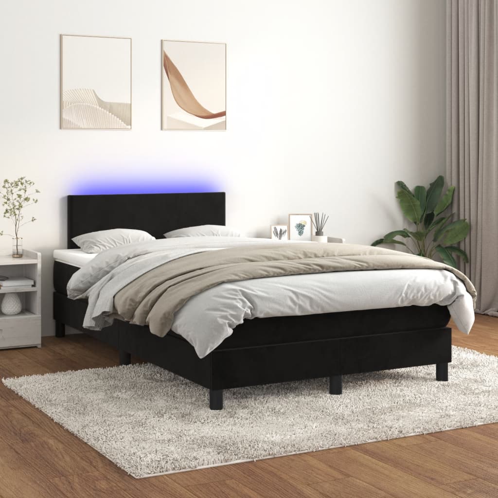 Boxspring met matras en LED fluweel zwart 120x200 cm is nu te koop bij PeponiXL, paradijselijk wonen!