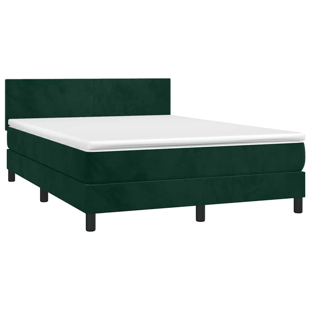 Boxspring met matras en LED fluweel donkergroen 140x190 cm is nu te koop bij PeponiXL, paradijselijk wonen!