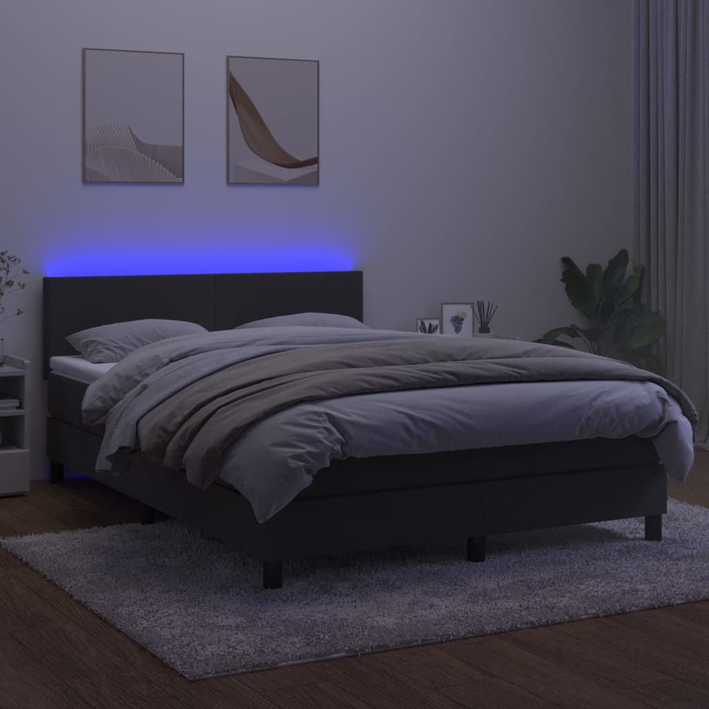 Boxspring met matras en LED fluweel donkergrijs 140x200 cm is nu te koop bij PeponiXL, paradijselijk wonen!