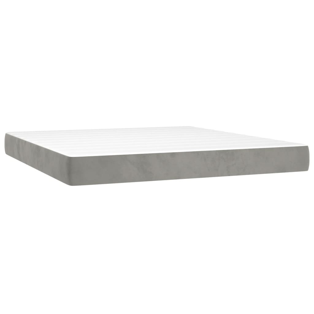 Boxspring met matras en LED fluweel lichtgrijs 160x200 cm is nu te koop bij PeponiXL, paradijselijk wonen!